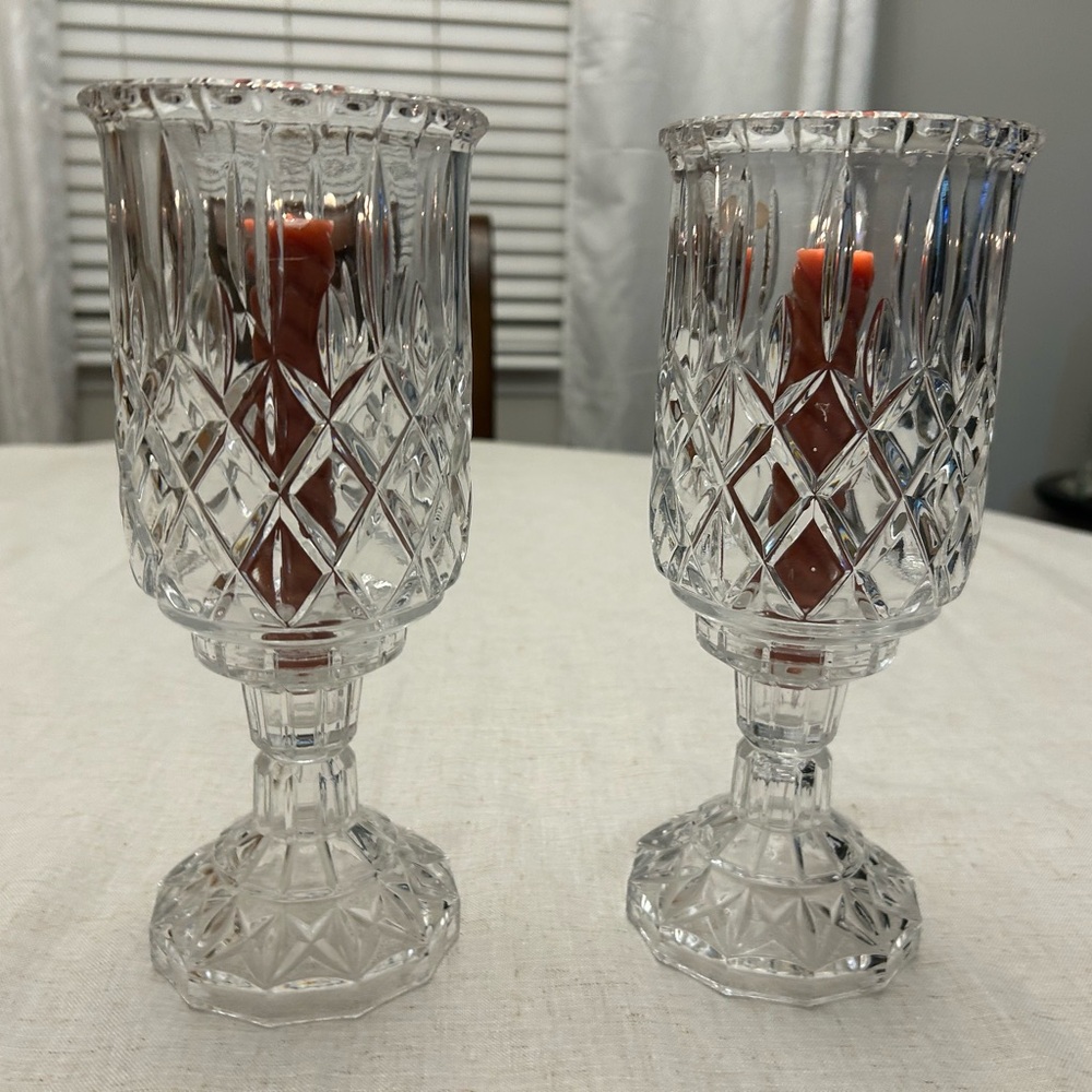 European Collection Hurricane Crystal Candle Holders
